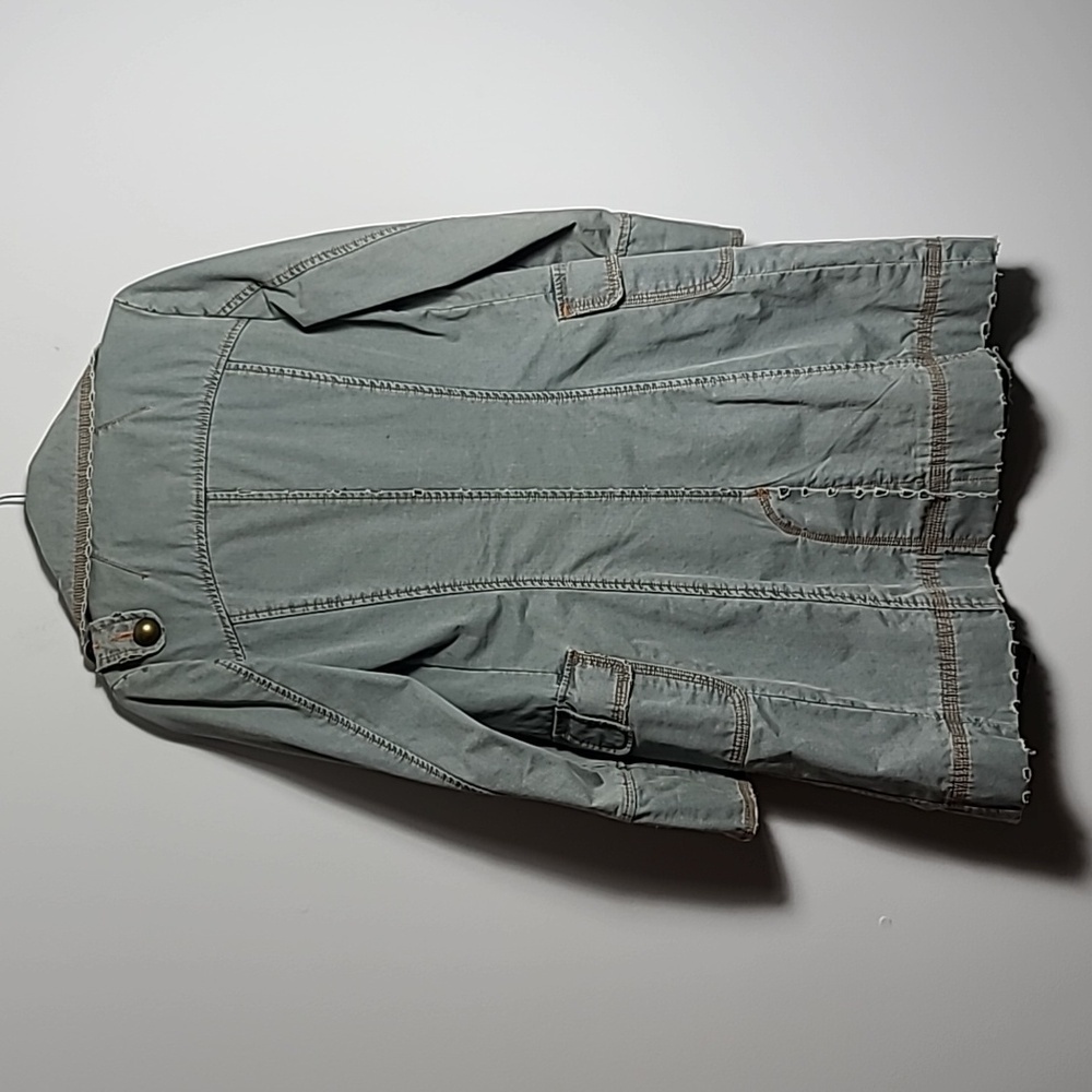 PAPARAZZI Vintage Mid Length 100% Cotton Distressed Jacket w/ Buttons Size Small - Picture 14 of 16